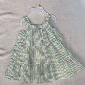 12 Month Girls' Mint Green Striped Floral Tiered Sundress, Easter Dress